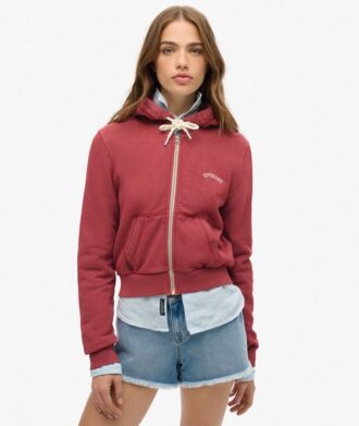 Sweat à capuche court zippé avec logo Essential