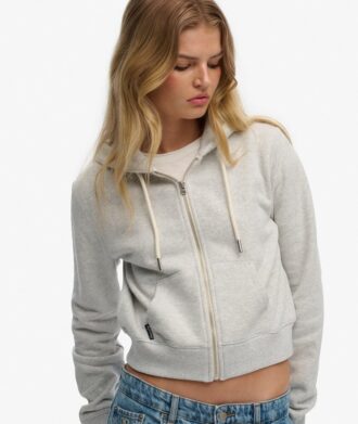 Sweat à capuche court zippé avec logo Essential