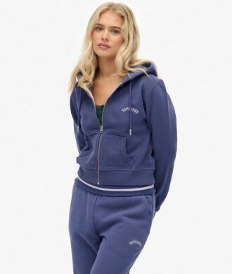 Sweat à capuche court zippé avec logo Essential