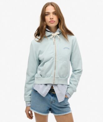 Sweat à capuche court zippé avec logo Essential