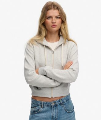 Sweat à capuche court zippé avec logo Essential