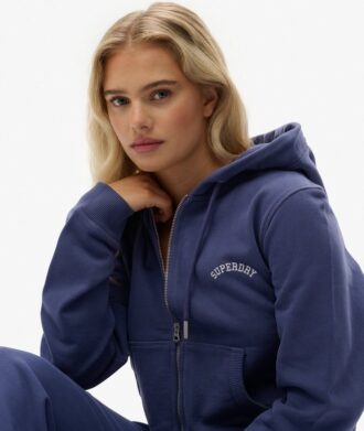 Sweat à capuche court zippé avec logo Essential