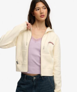 Sweat à capuche court zippé avec logo Essential