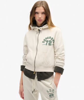 Sweat à capuche zippé court et ample Athletic Essentials