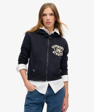 Sweat à capuche zippé court et ample Athletic Essentials