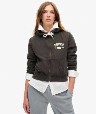 Sweat à capuche zippé court et ample Athletic Essentials