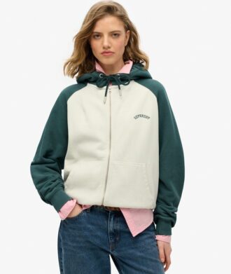 Sweat à capuche zippé oversize à manches raglan avec logo Essential