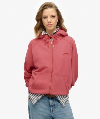 Sweat à capuche zippé oversize à manches raglan avec logo Essential