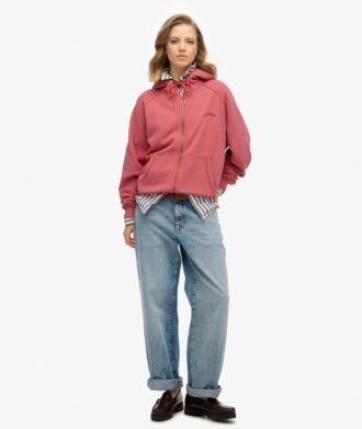Sweat à capuche zippé oversize à manches raglan avec logo Essential