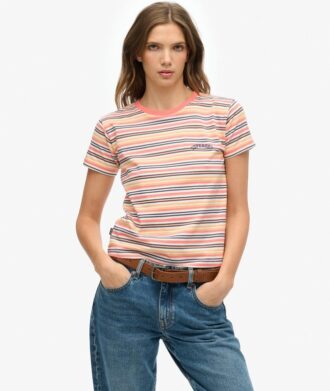 T-shirt ajusté à rayures et logo Essential