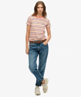 T-shirt ajusté à rayures et logo Essential