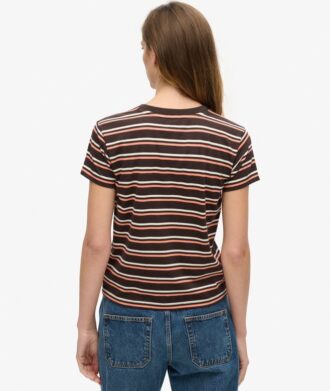 T-shirt ajusté à rayures et logo Essential