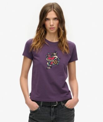 T-shirt ajusté Small Tattoo Rhinestone