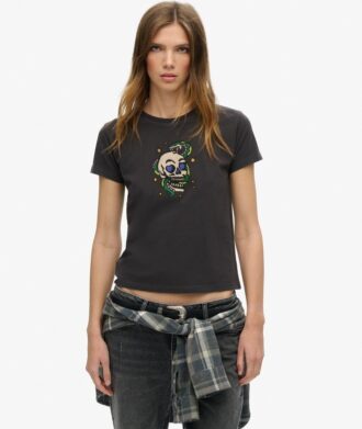 T-shirt ajusté Small Tattoo Rhinestone