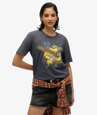 T-shirt ample à motif rock motard