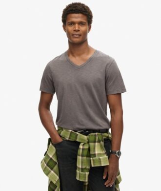 T-shirt à col en V et manches courtes en maille flammée