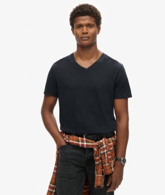 T-shirt à col en V et manches courtes en maille flammée