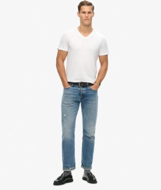 T-shirt à col en V et manches courtes en maille flammée