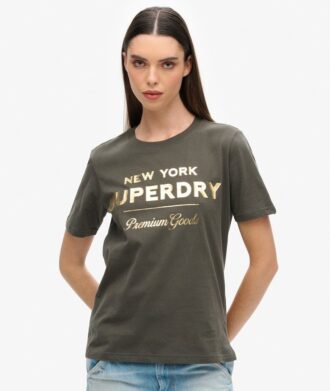 T-shirt à logo métallisé de luxe