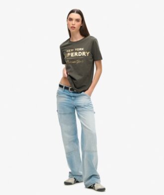 T-shirt à logo métallisé de luxe
