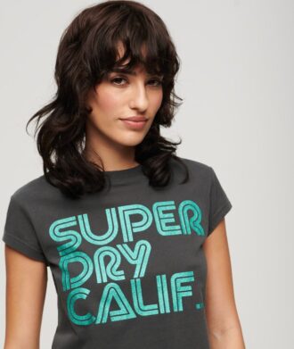 T-shirt à logo pailleté rétro