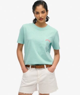 T-shirt à poche teint en pièce avec logo Essential