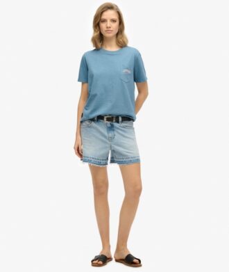 T-shirt à poche teint en pièce avec logo Essential