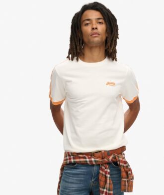 T-shirt rayé rétro avec logo Essential
