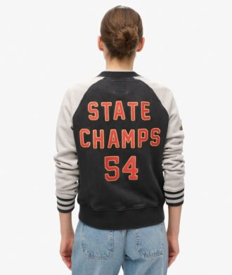 Veste aviateur en jersey avec imprimé « College Script » Veste aviateur en jersey avec imprimé « College Script »