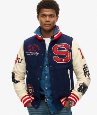 Veste aviateur universitaire avec écussons