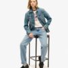 Veste de travail en denim brodée