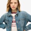Veste de travail en denim brodée