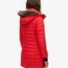 Veste Puffer mi-longue à capuche en fausse fourrure Veste Puffer mi-longue à capuche en fausse fourrure